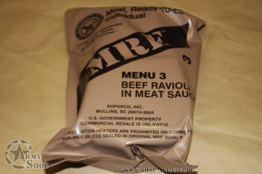Meal Ready to Eat Beef Ravioli in Meat Sauce NO.3