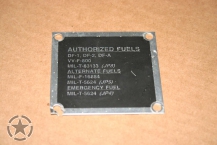 US ARMY Data Plate Autohorized Fuels