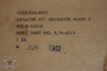 Desalter,Kit,Seawater,Mark 2 NSN 4220-216-5031