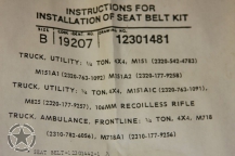 Ford Mutt M151 BELT, VEHICULAR SAFETY