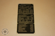 Data plate M151 A1 Wight and Dimensional DATA