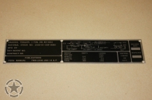 Data Plate Trailer M116A3 1 Ton 2W