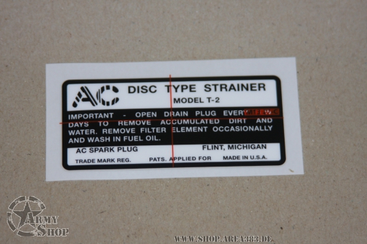 Aufkleber Benzinfilter Willys Jeep