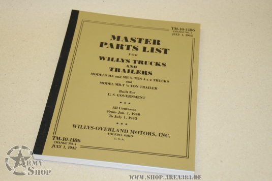 Livre Master Parts List  Willys MB   195 pages
