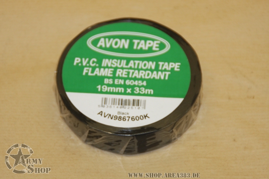 Avon Tape 19mm x 33 mm Isolierband Schwarz  PVC