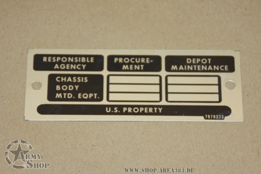 Data Plate Army Trailer