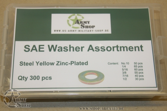 washer inch Assortiment 300 pieces  yellow zinc plated