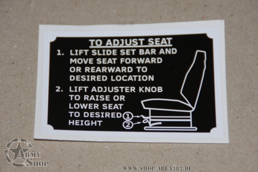 Aufkleber HMMWV  neuer Sitz