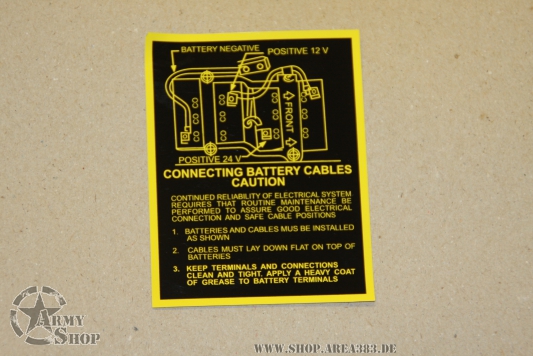 Connecting battery cables decal