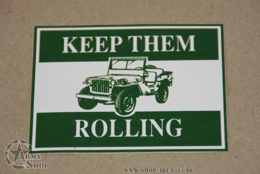 Autocollant WILLYS     KEEP THEM ROLLING