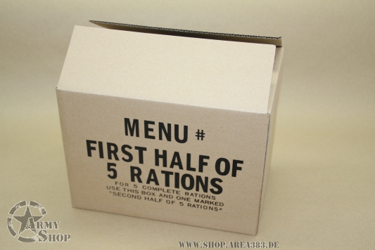 Karton Repro WW2 RATIONS MENU FIRST HALF - us-army-military-shop