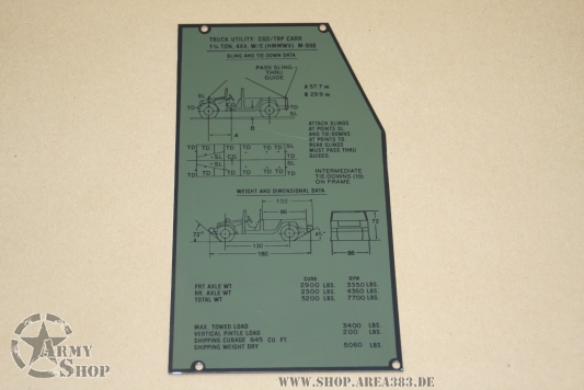 Typenschild M998  (Beifahrer)