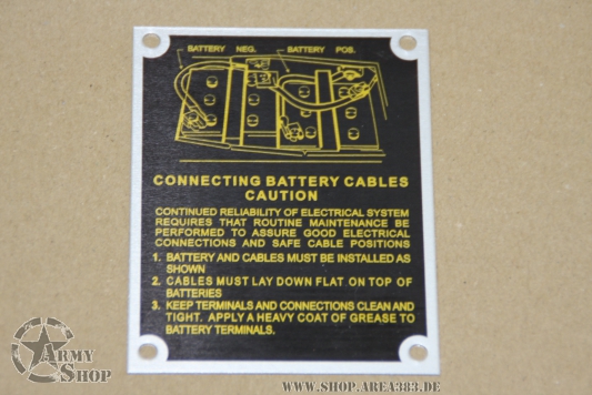 Data Plate Connecting battery cables