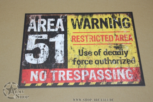 Kunststoffschild AREA 51   (30 cm x 22 cm)