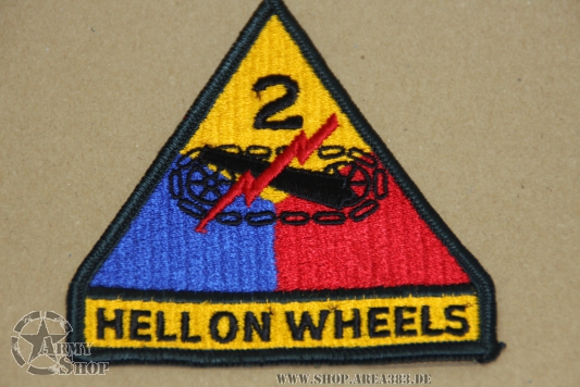Insigne tissu US 2nd Armored Division Hell on Wheels