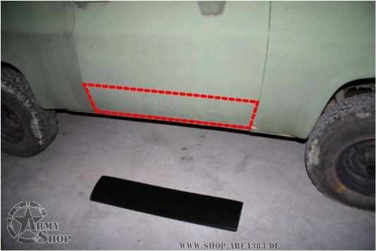 Türreparaturblech Formblech links  23,5 cm hoch