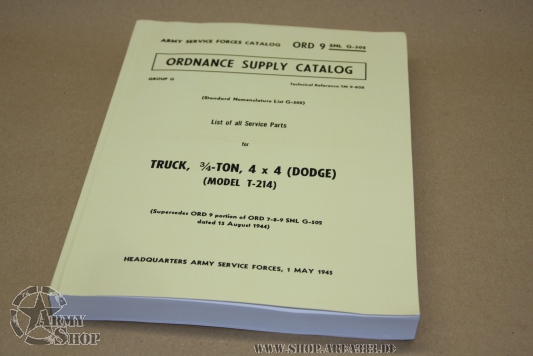 1941-1947 Dodge Military WC 3/4-ton Parts Book Reprint