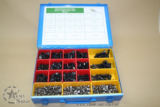 UNC Zollschrauben Sortiment 529 Teile Stahl 8.8 (schwarz)