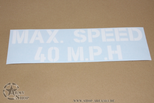 Autocollant  MAX. SPEED   35 cm x 10,5 cm