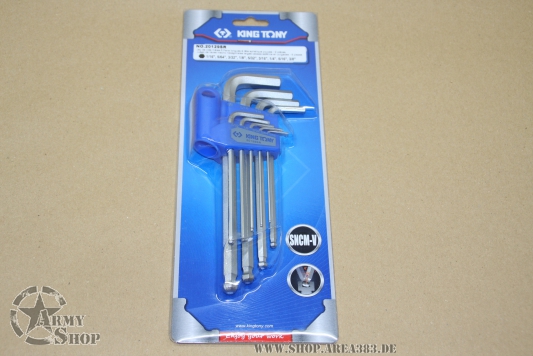 Winkelschraubendreherset mit Kugelkopf, lang, Zoll - 9-tlg.