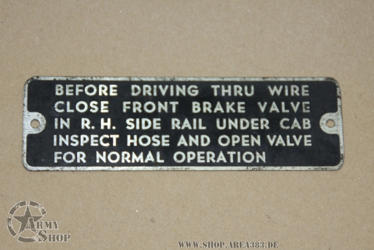 Driver Instruction Plate