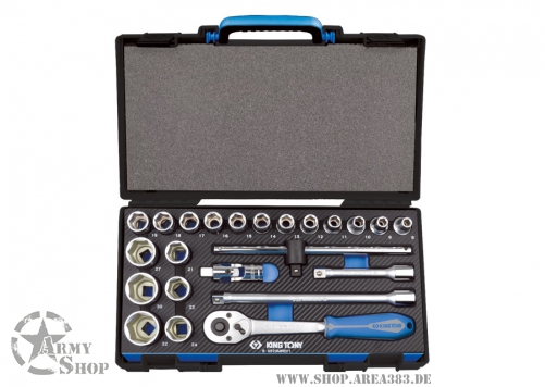 1/2'' 6 point metric sockets and accessories set - 23 pcs