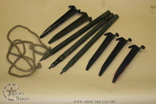 Zeltstangen + Hering + Schnurr für U.S. Einmannzelt