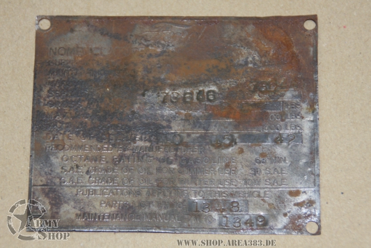 DATA Plate Ford 10 .15 .42  (# 73646 )