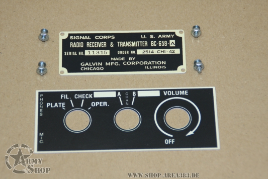 Plate Set  RADIO BC-659-A EARLY