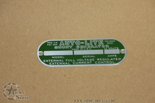 Autolite Generator Data Plate (12volt)
