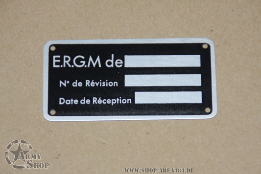 Typenschild Werksüberholung ERGM Hotchkiss M201