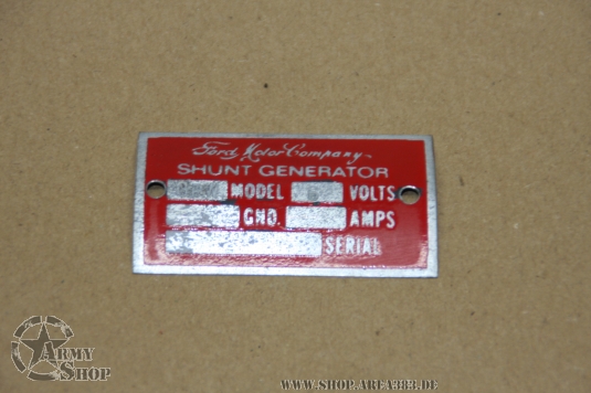 Data Plate Anlasser Ford GPW  6 Volt