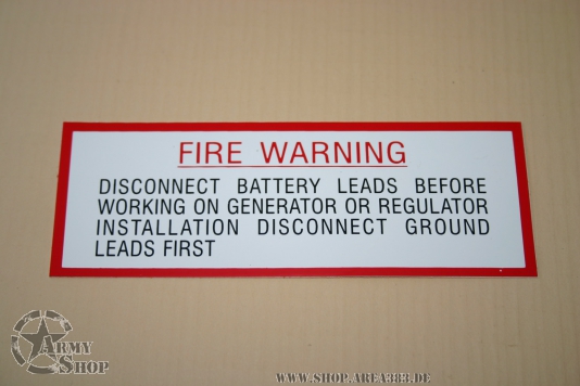 Autocollant Fire Warning
