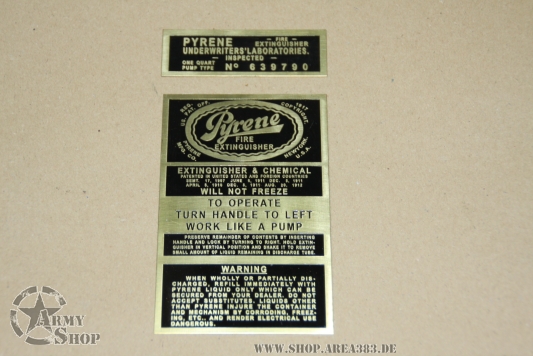 Messing Plate Feuerlöscher PYRENE