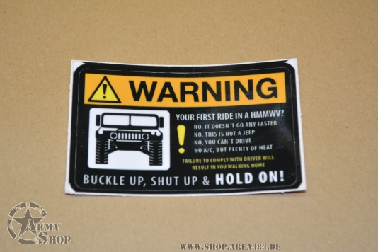 Aufkleber HUMVEE  WARNING  (11,3 x 6,8cm)