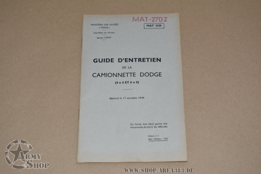 MAINTENANCE MANUAL DODGE 4X4/6X6 Französisch