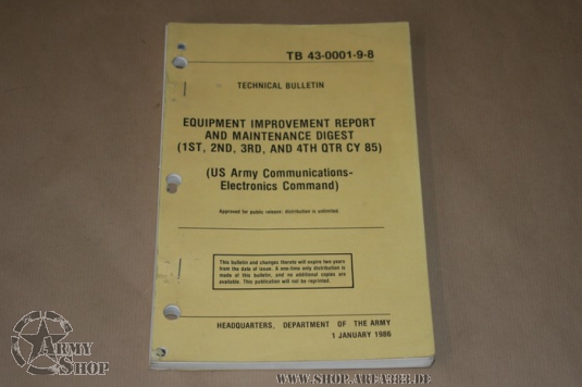 TB 43-0001-9-8 Équipement Rapport de 1986
