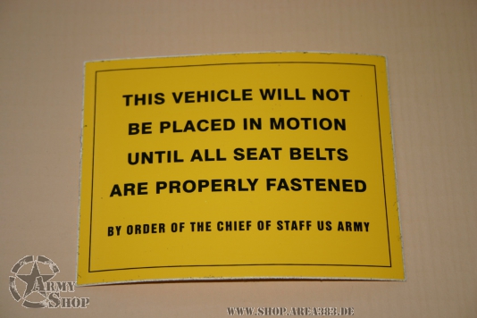Aufkleber Army Seat Belts 109mmx85mm