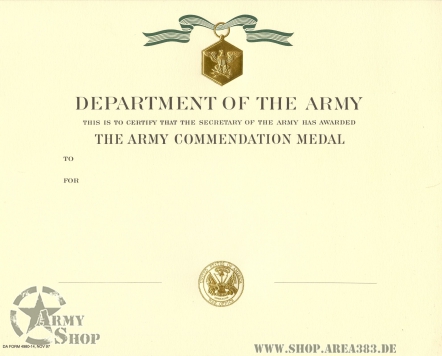 certificate Commendation Medal  254mmx204mm