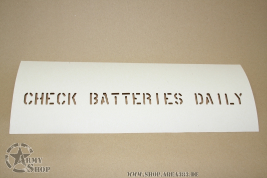 Schriftschablone Check Batteries Daily 1