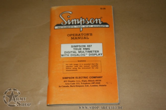 Manual Digital Multimeter Army Simpson 467