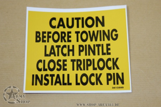 Aufkleber US Army TRIPLOCK CAUTION
