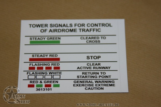 Autocollant US TOWER SIGNALS FOR AIR TRAFFIC