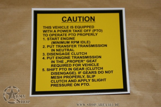 Aufkleber PTO OPERATION CAUTION