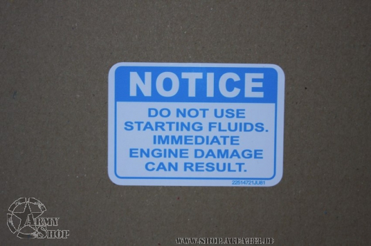 Aufkleber DECAL DO NOT USE STARTING FLUIDS