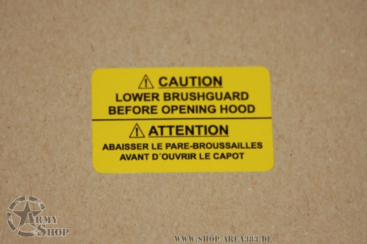 Aufkleber Lower Brushguard  HMMWV