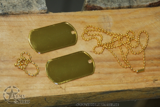 Military Dog Tag Set gold colored  width Personalized Tag