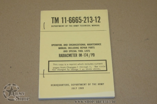 TM 11-6665-213-12 Radiacmeter IM-174 PD 1969 Vietnam Zeit