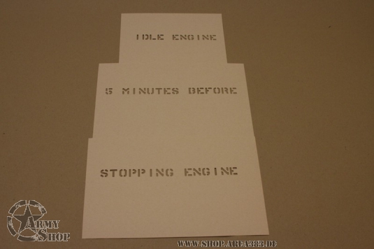 Schriftschablone IDLE ENGINE 1/2