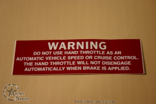 US Army Hmmwv Aufkleber Hand Throttle